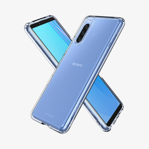 ACS03130 - Sony Xperia 10 III Case Ultra Hybrid in crystal clear showing the back